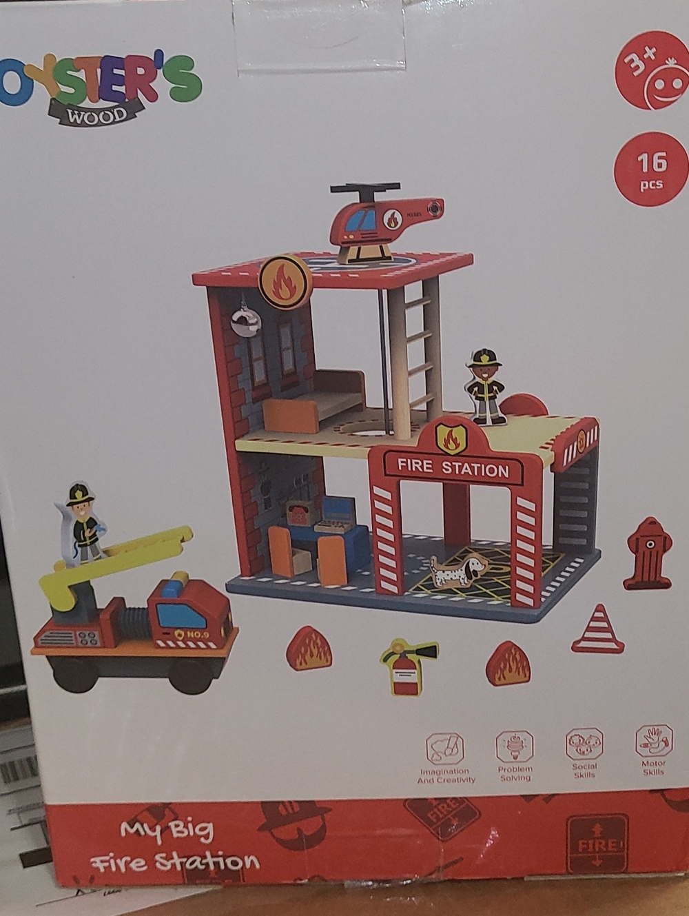 My Big Fire Station Wooden Playset - Red